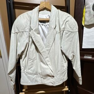Women's Pelle Cuir White Leather Jacket